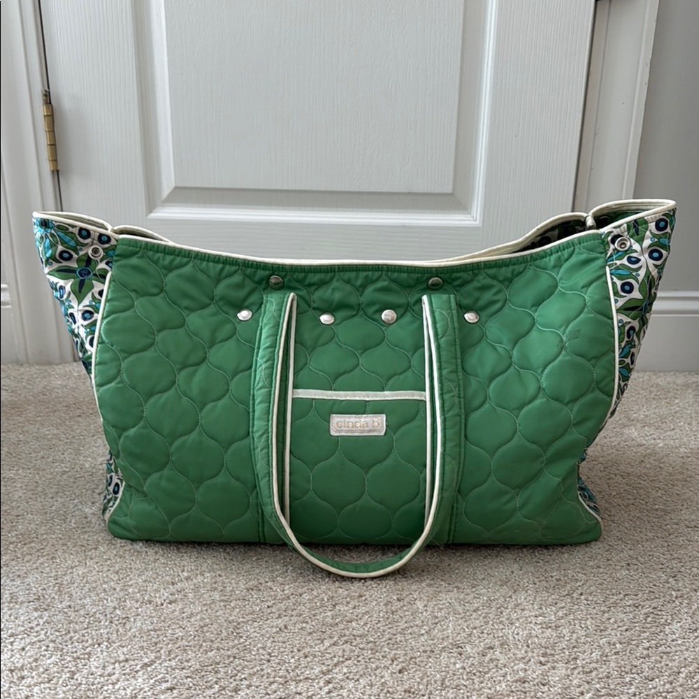 Cinda B Green Quilted Tote Bag